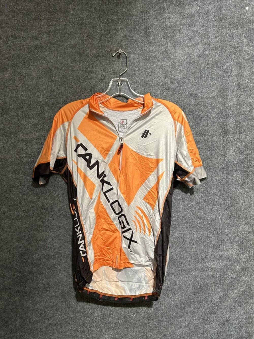 Hincapie Cycling Jersey Mens Large Orange Tanklogix 1/4 Zip Pockets Bike